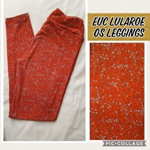 Used Lularoe leggings OS - red and blue coral